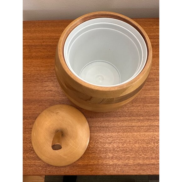 MCM Baribocraft Wood Apple Ice Bucket Retro Vintage Barware Kitchen - Picture 2 of 12